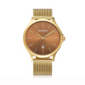 High Quality Oem Custom Logo Unisex Watch Rose Gold Plated Leather Mesh Band Watch